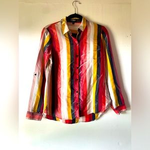 Express The City Shirt women’s S metallic office party date night cocktail shirt